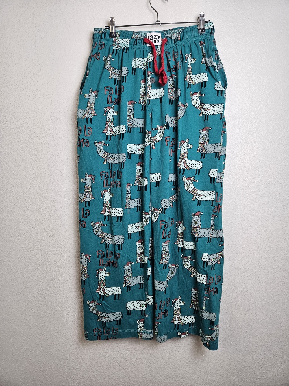 Lazy One Teal Llama Christmas Print Women's Pajama Pants Size M